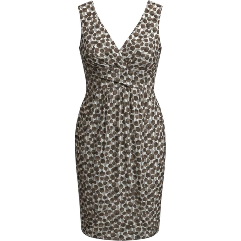 Boden Sheath Dress Women 8 Brown Abstract Polka Dot V-Neck WH251